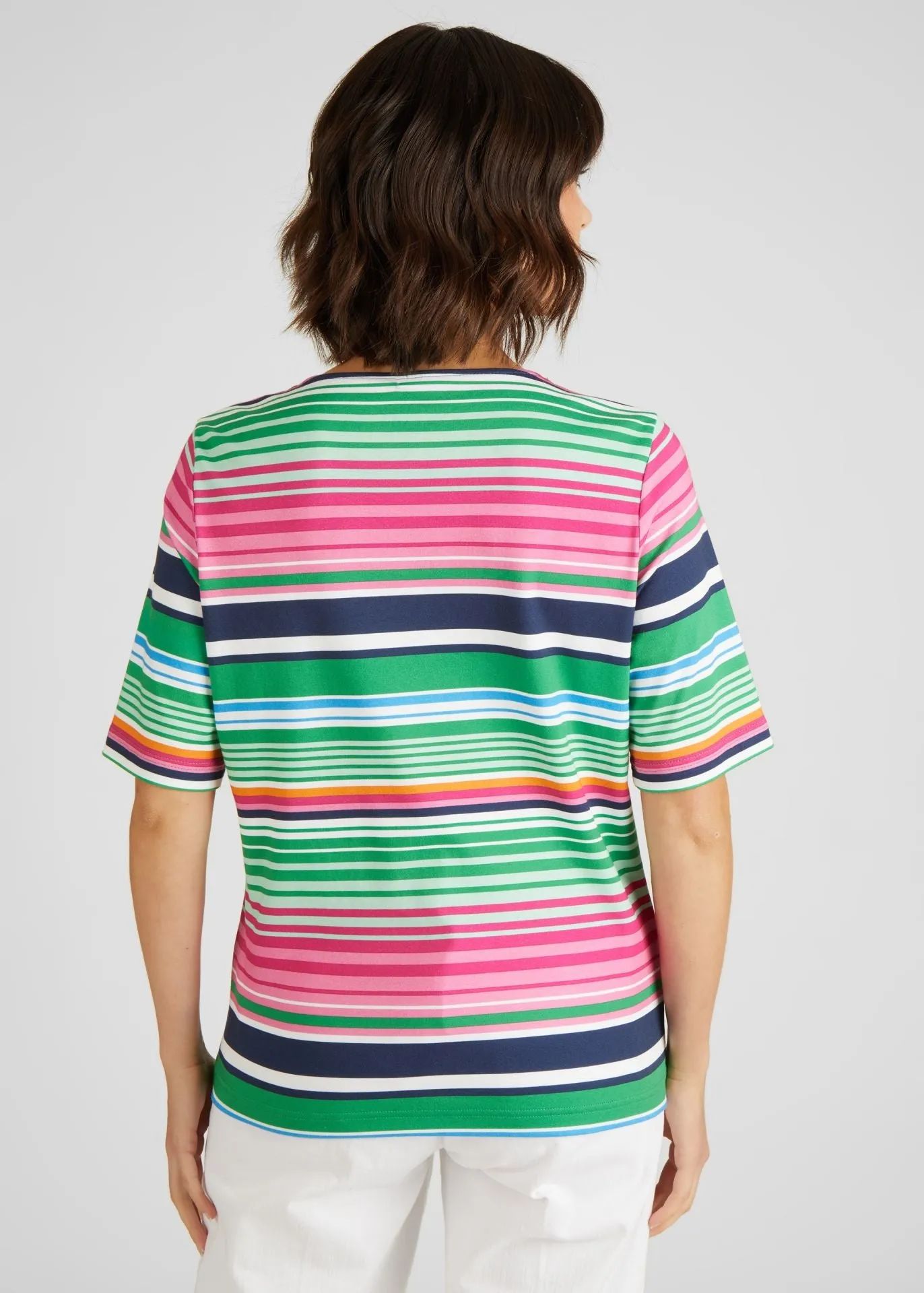 121359- Striped Top w/ Zip Neckline- Rabe