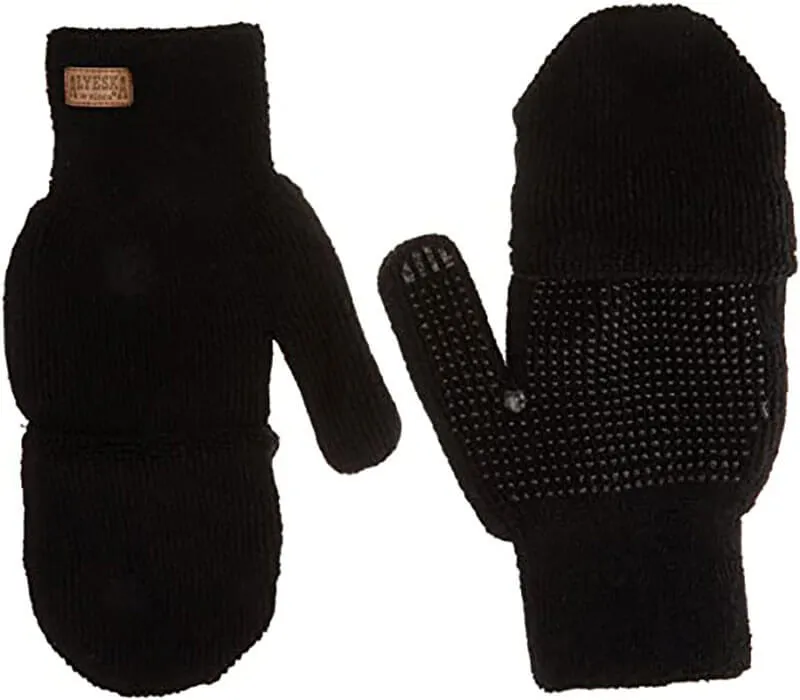 5110 - Alyeska Lined Black Half-Finger with Convertible Mitt Hood