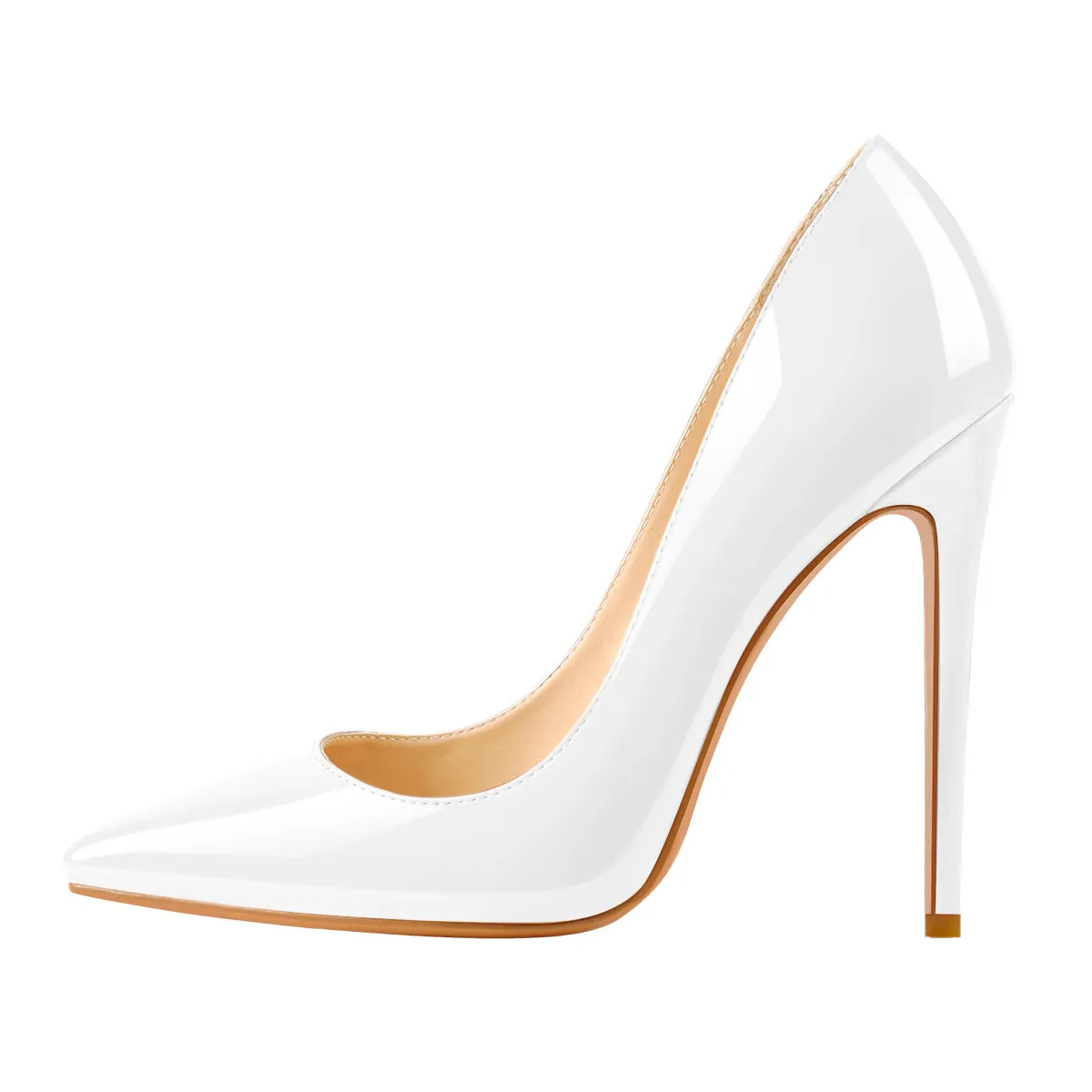 8cm 10cm 12cm Patent White Pointed Toe High Heel Pumps