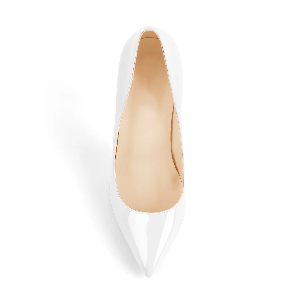 8cm 10cm 12cm Patent White Pointed Toe High Heel Pumps