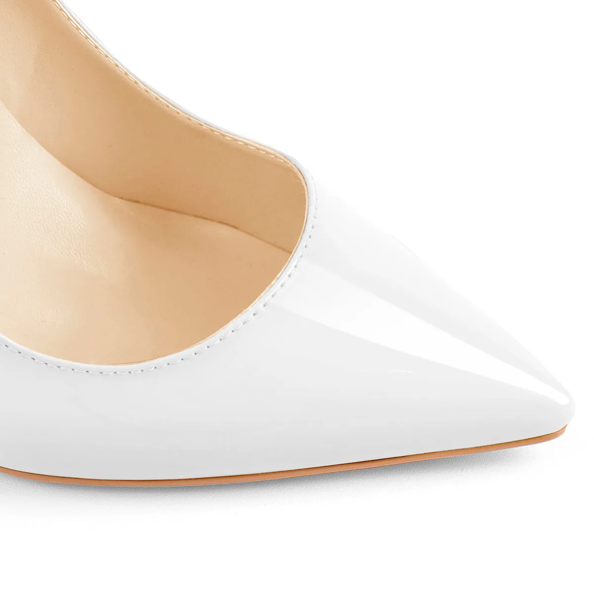 8cm 10cm 12cm Patent White Pointed Toe High Heel Pumps