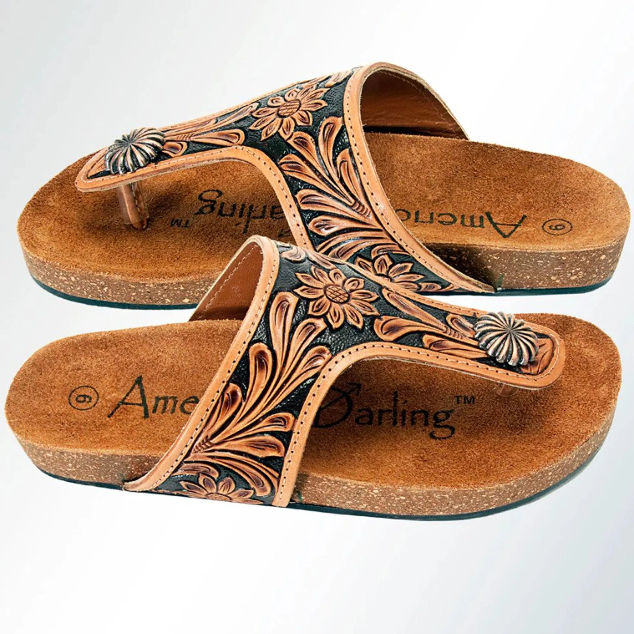 American Darling Women's Tooled Flip Flop