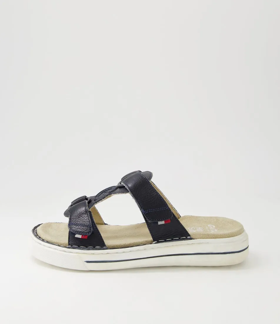 ARA Courtyard S 10 Navy Leather Sandals