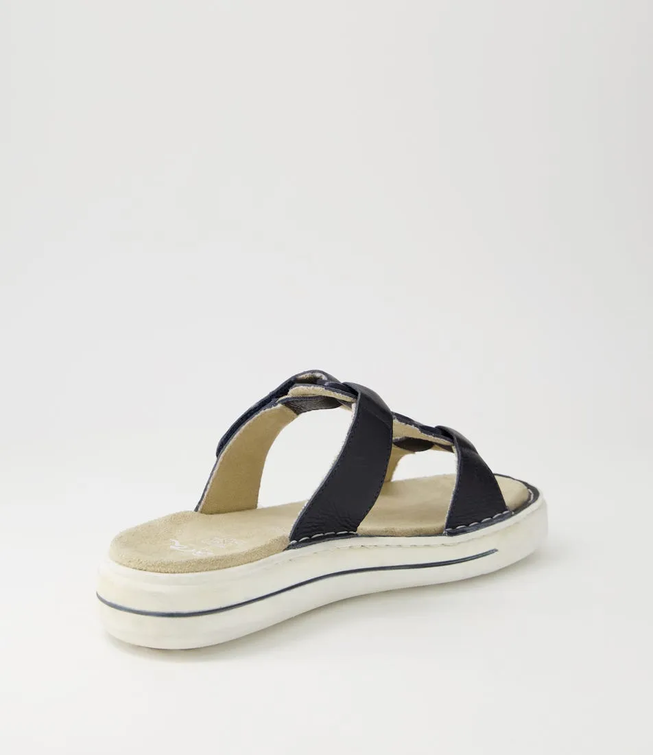 ARA Courtyard S 10 Navy Leather Sandals