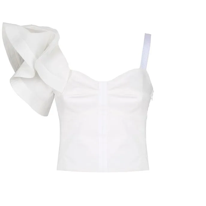 ASYMMETRICAL VOLANT TOP Woman White