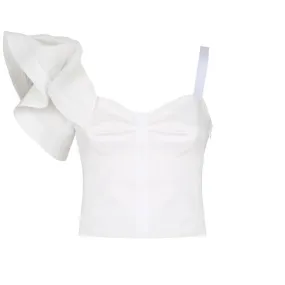 ASYMMETRICAL VOLANT TOP Woman White