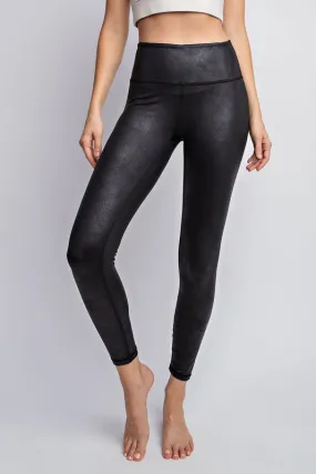 Black Faux Leather Full Length Leggings