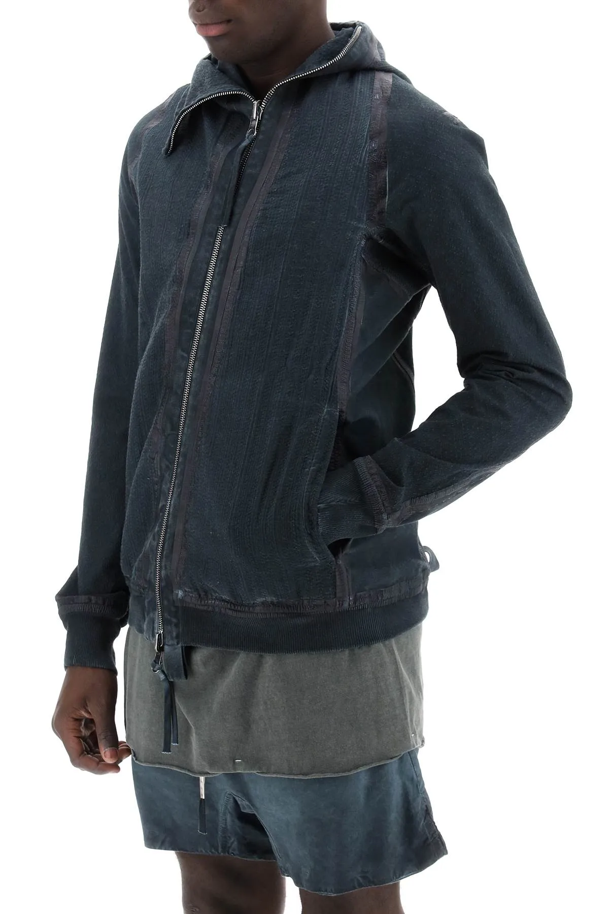 Boris bidjan saberi hybrid sweatshirt with zip and hood HYBRID ZIPPER2 2 ST FSA10001 FTO00002 FADED ALGA