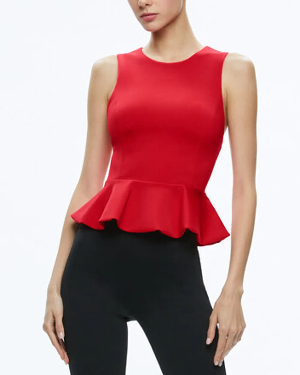 Bright Ruby Poppy Peplum Top