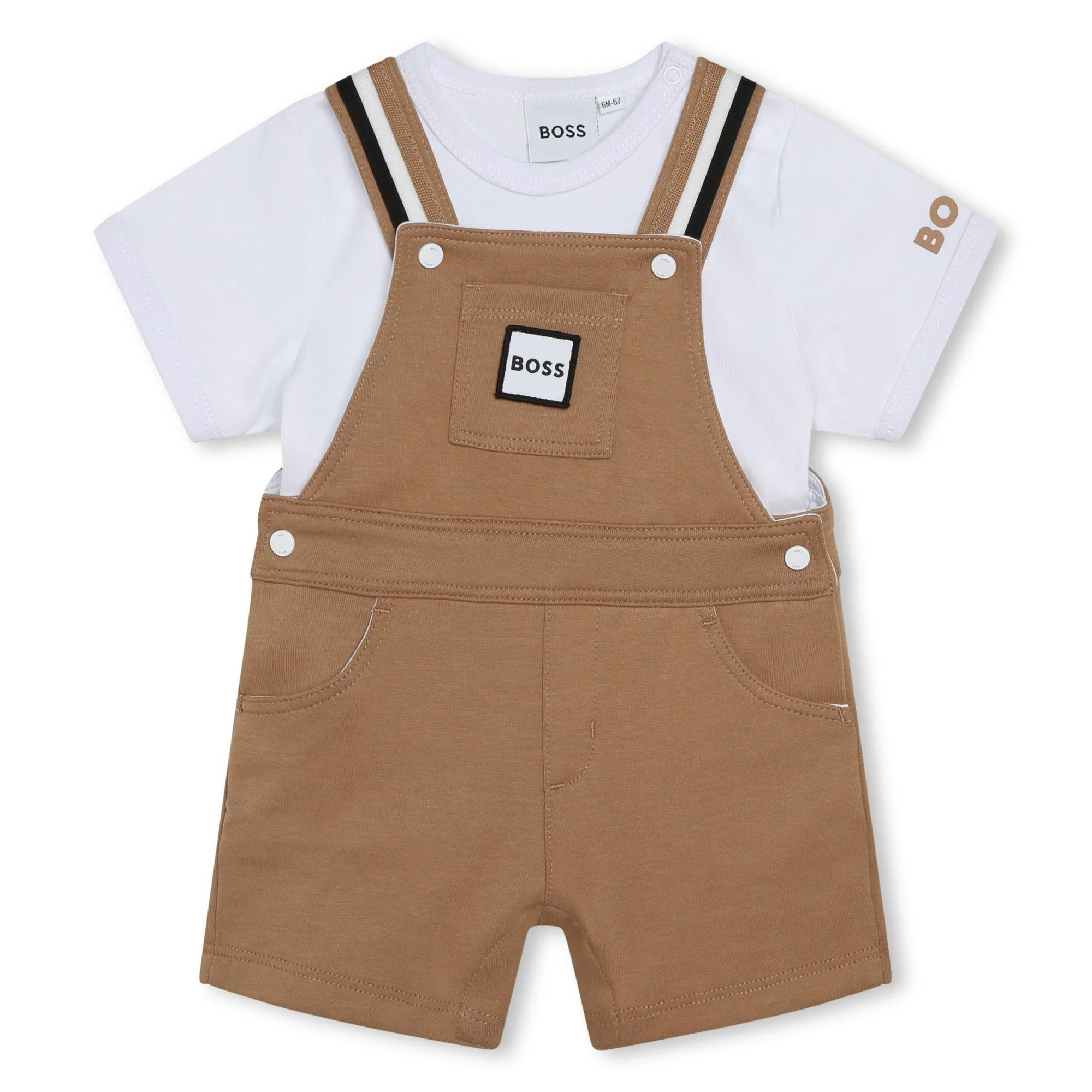 BROWN T-SHIRT+DUNGAREES SET