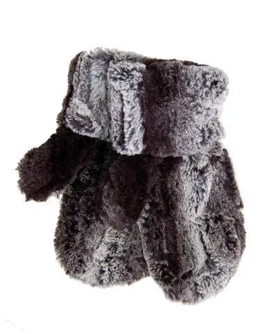 Chinchilla in Black Luxury Faux Fur Mittens