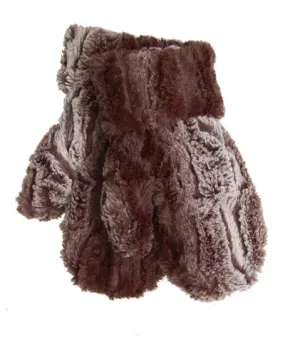 Chinchilla in Brown Luxury Faux Fur Mittens