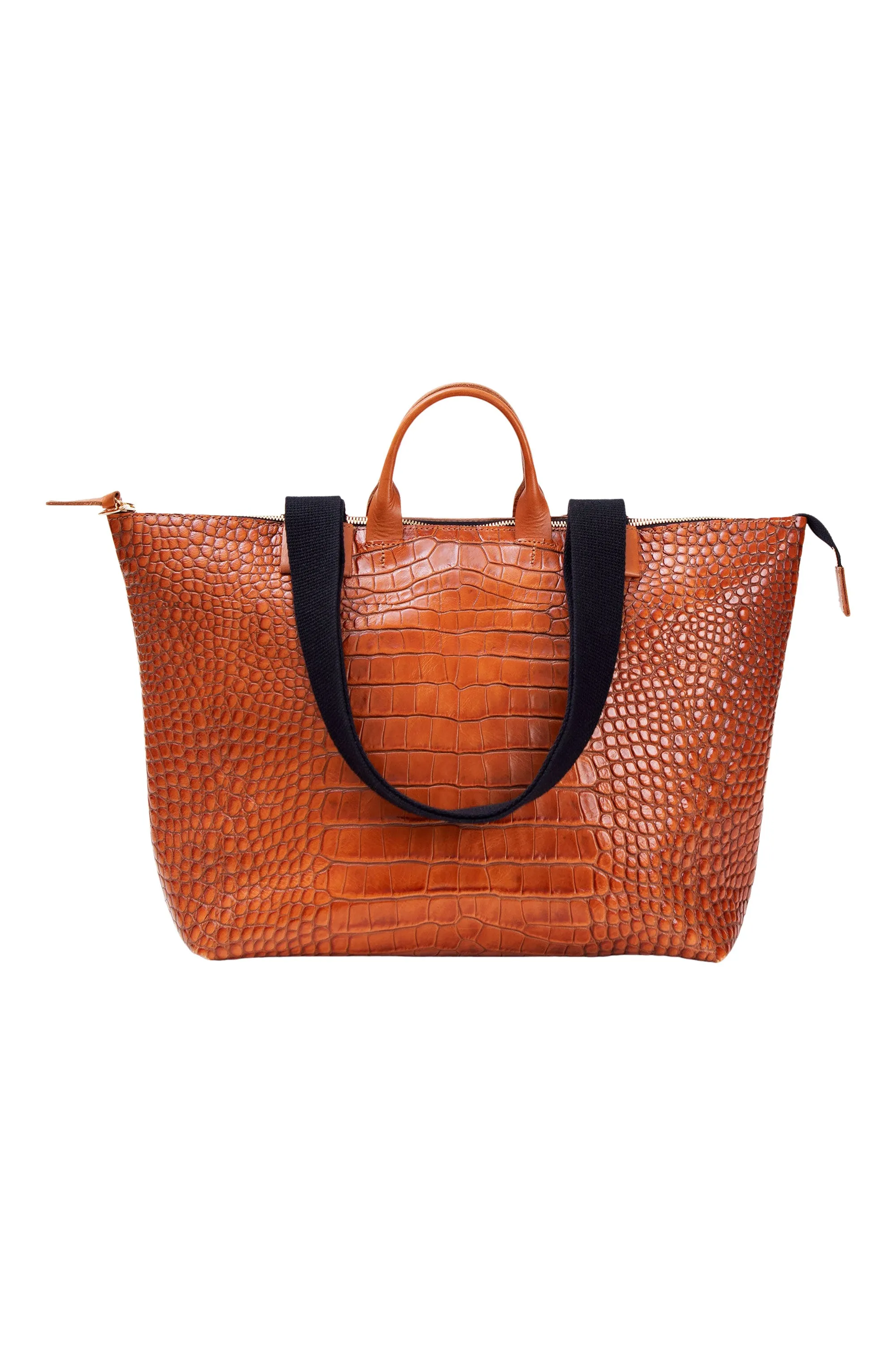 Clare V. Le Zip Sac in Cuoio Croco