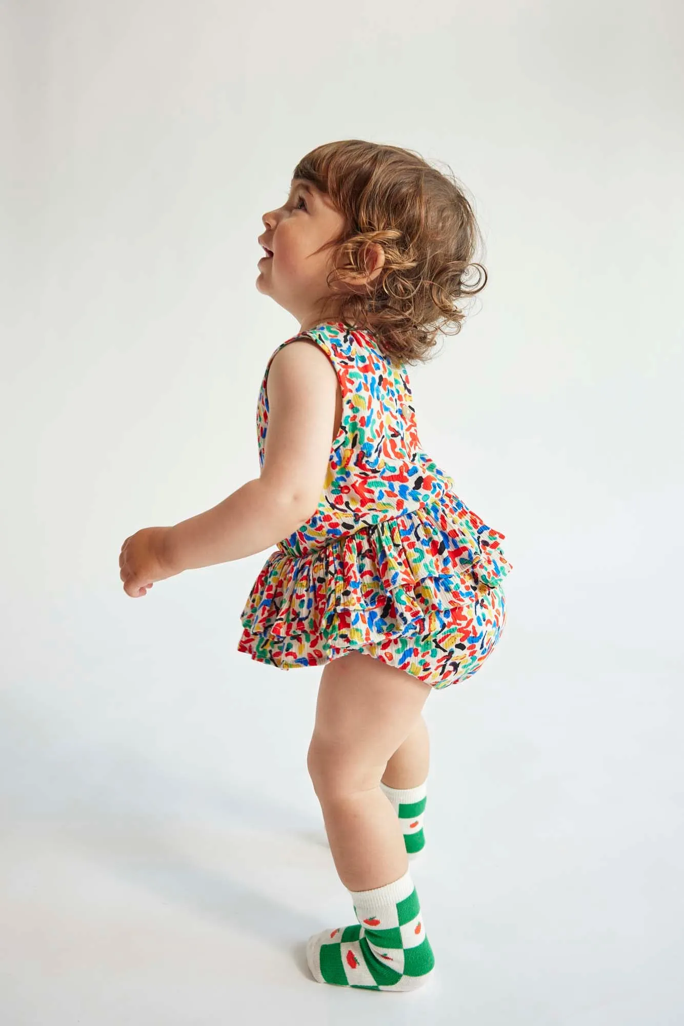 Confetti All Over Ruffle Woven Baby Romper