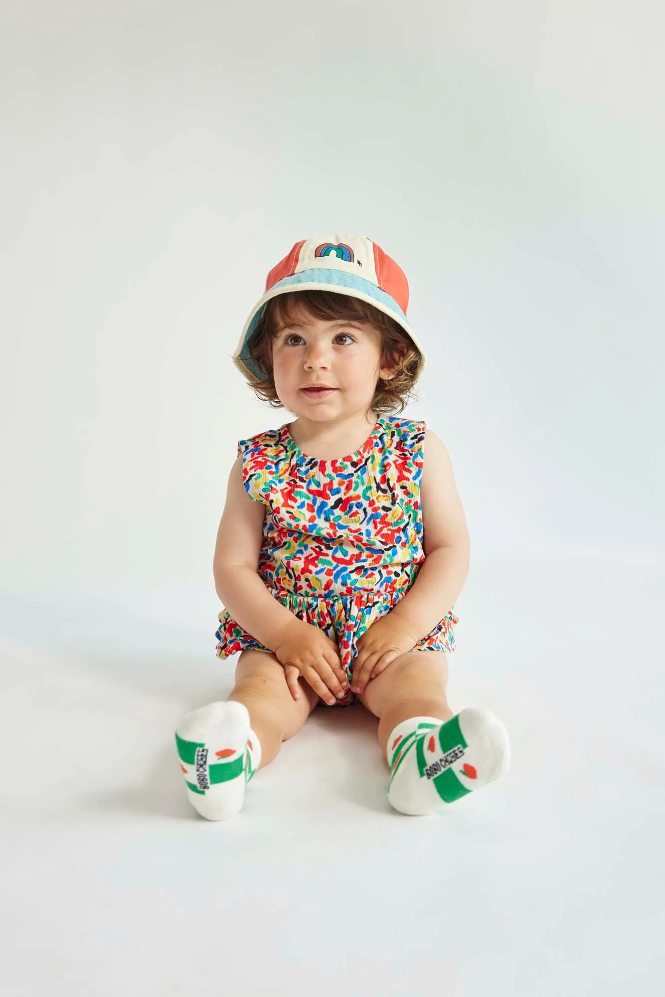 Confetti All Over Ruffle Woven Baby Romper