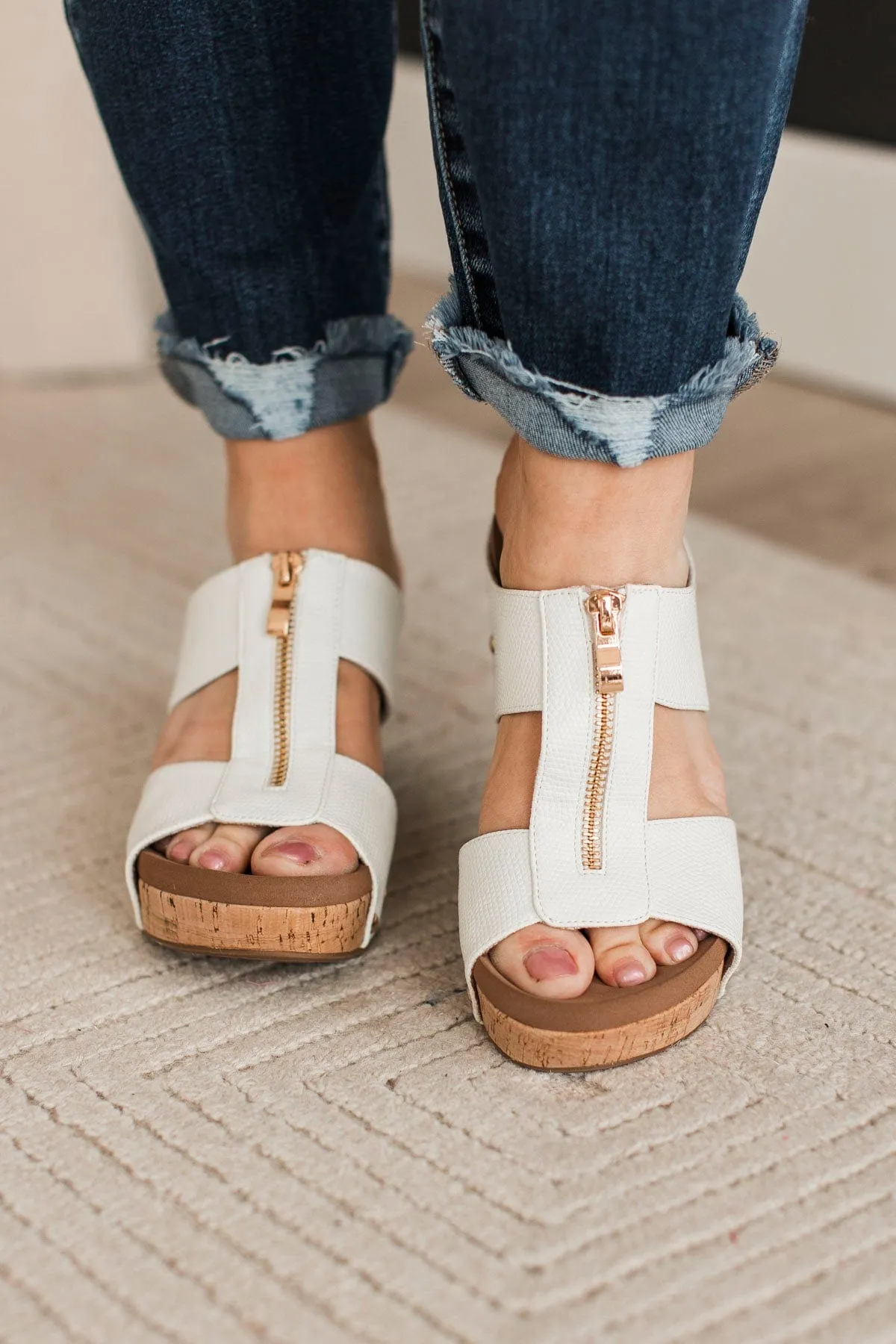 Corky's Taboo Wedge Sandals- White