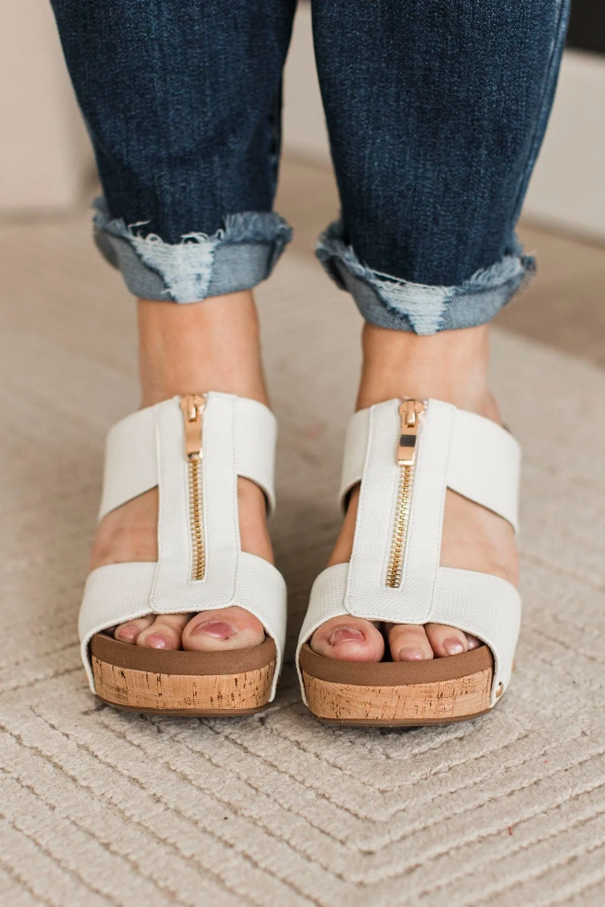 Corky's Taboo Wedge Sandals- White