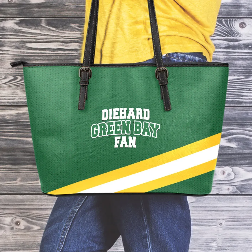 Diehard Green Bay Fan Sports Leather Tote Bag