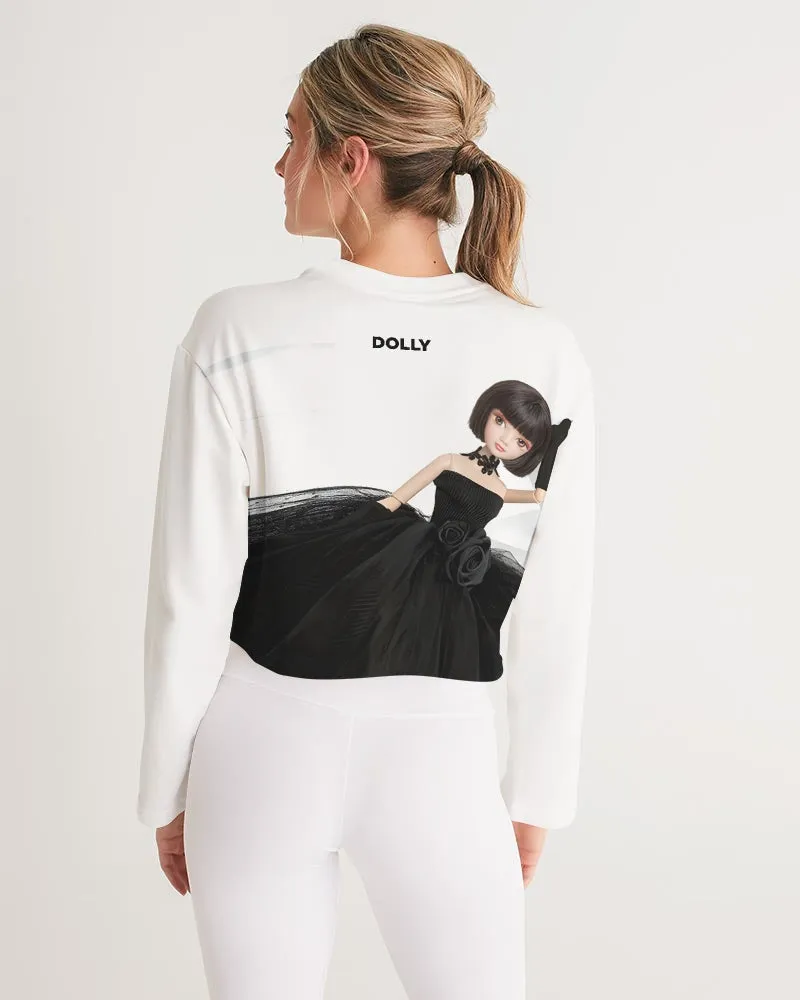 DOLLY Fashion Doll Little Black Dress Women's Cropped Sweatshirt