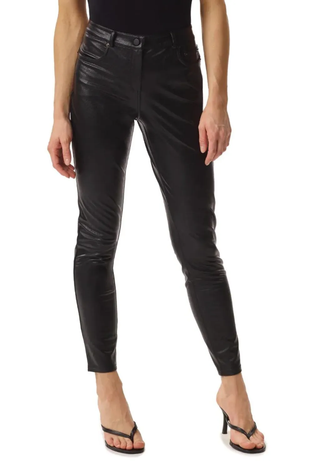 Faux Leather Five Pocket Pant