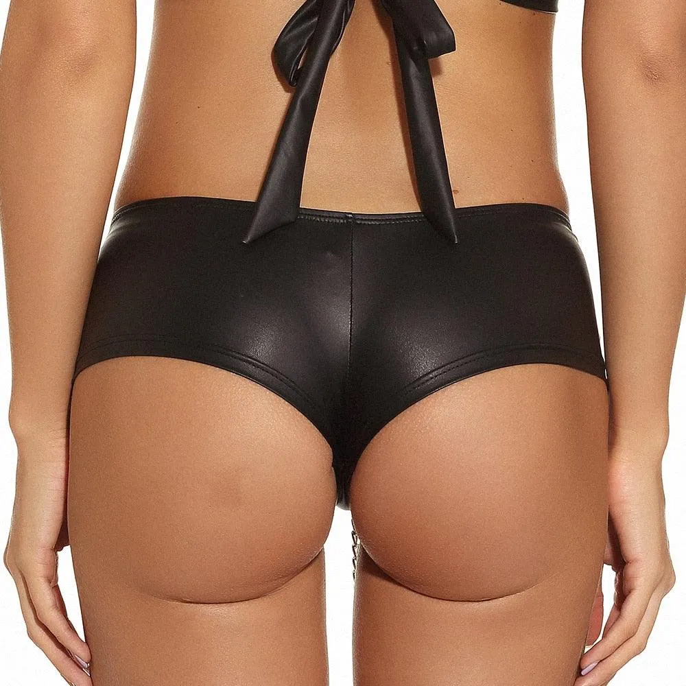 Faux Leather Mini Low Waist Hot Pants