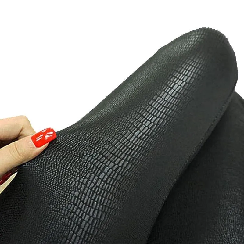 Faux Leather Slim Leggings with Snake Skin Texture