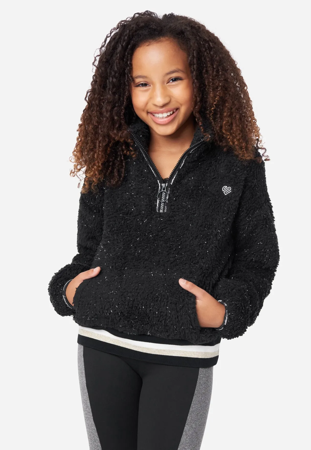 Faux Sherpa Zip-Front Sweatshirt