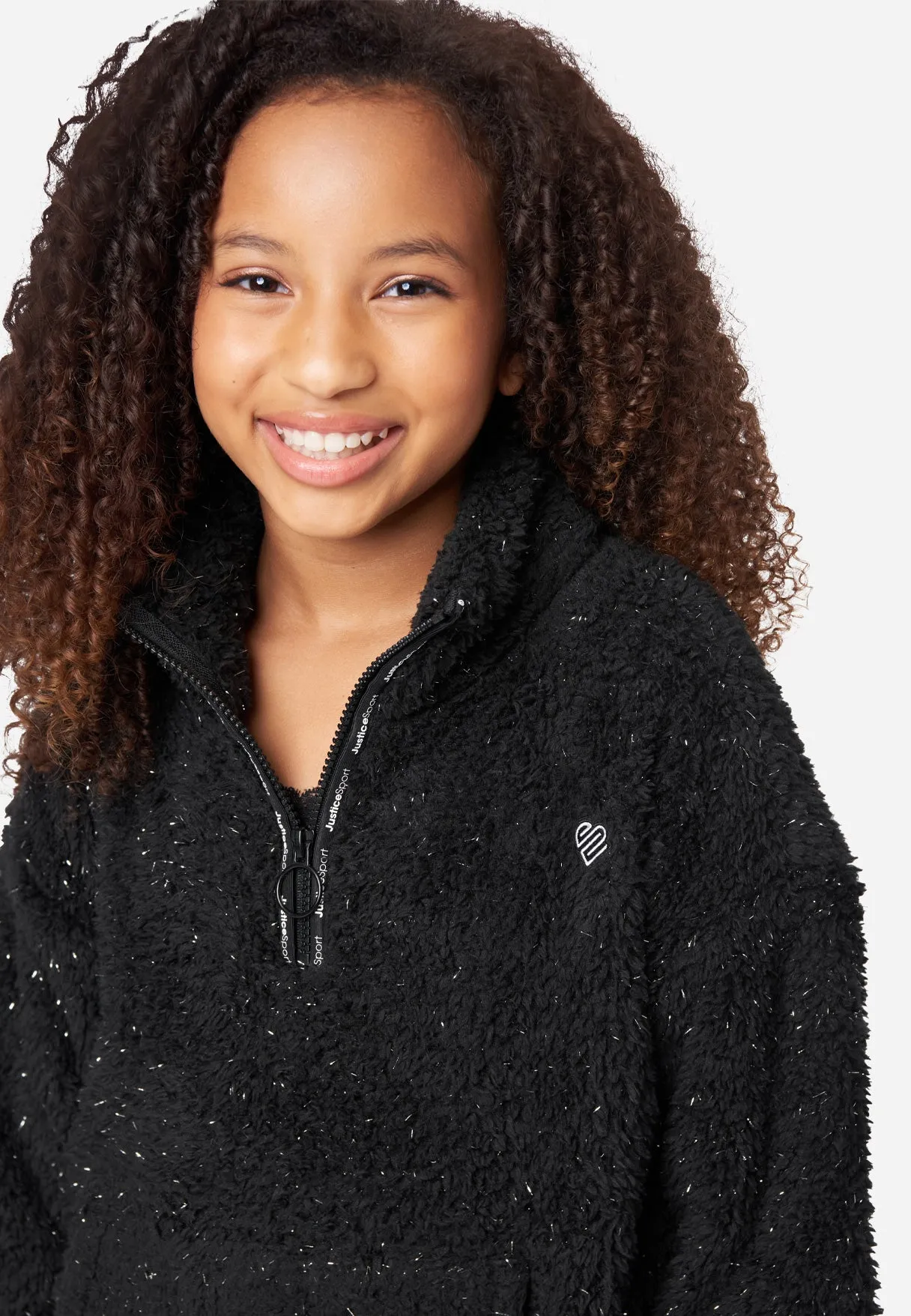 Faux Sherpa Zip-Front Sweatshirt