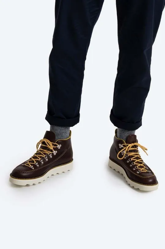 Fracap leather shoes LINE men's brown color