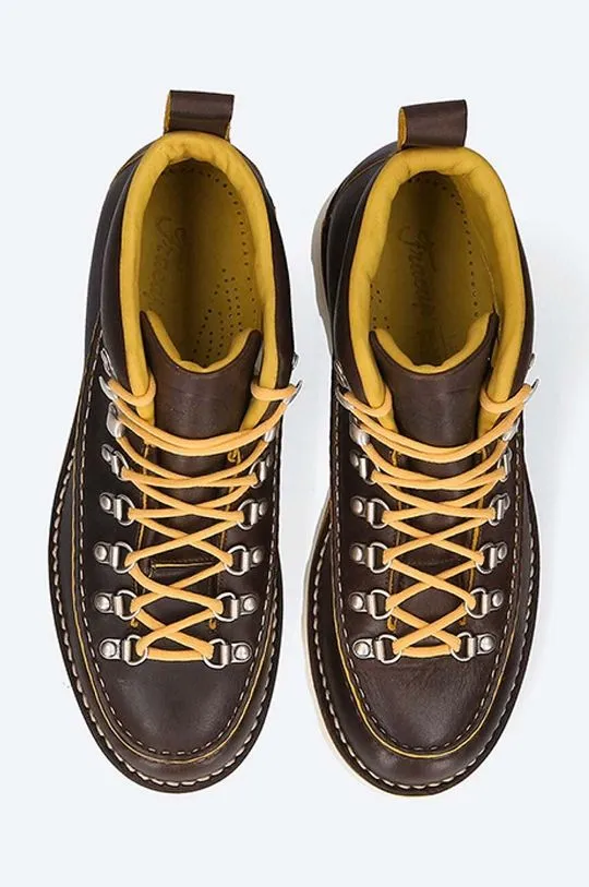 Fracap leather shoes LINE men's brown color