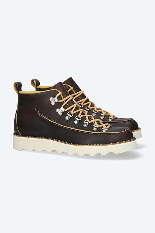 Fracap leather shoes LINE men's brown color