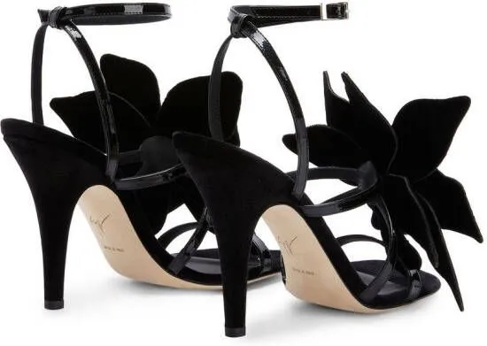 Giuseppe Zanotti Florant flower-motif leather sandals Black