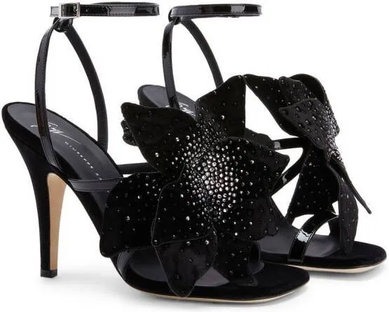 Giuseppe Zanotti Florant flower-motif leather sandals Black