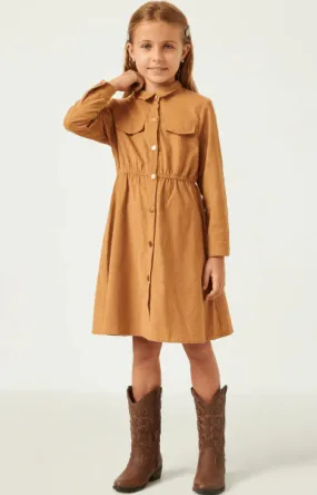 Hayden Girls Button Down Cinched Waist Corduroy Dress