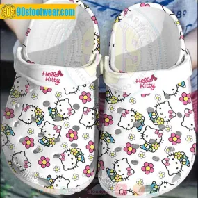 Hello Kitty Crocs – Hello Kitty Floral Pattern Crocband Clog Shoes – 90sfootwear