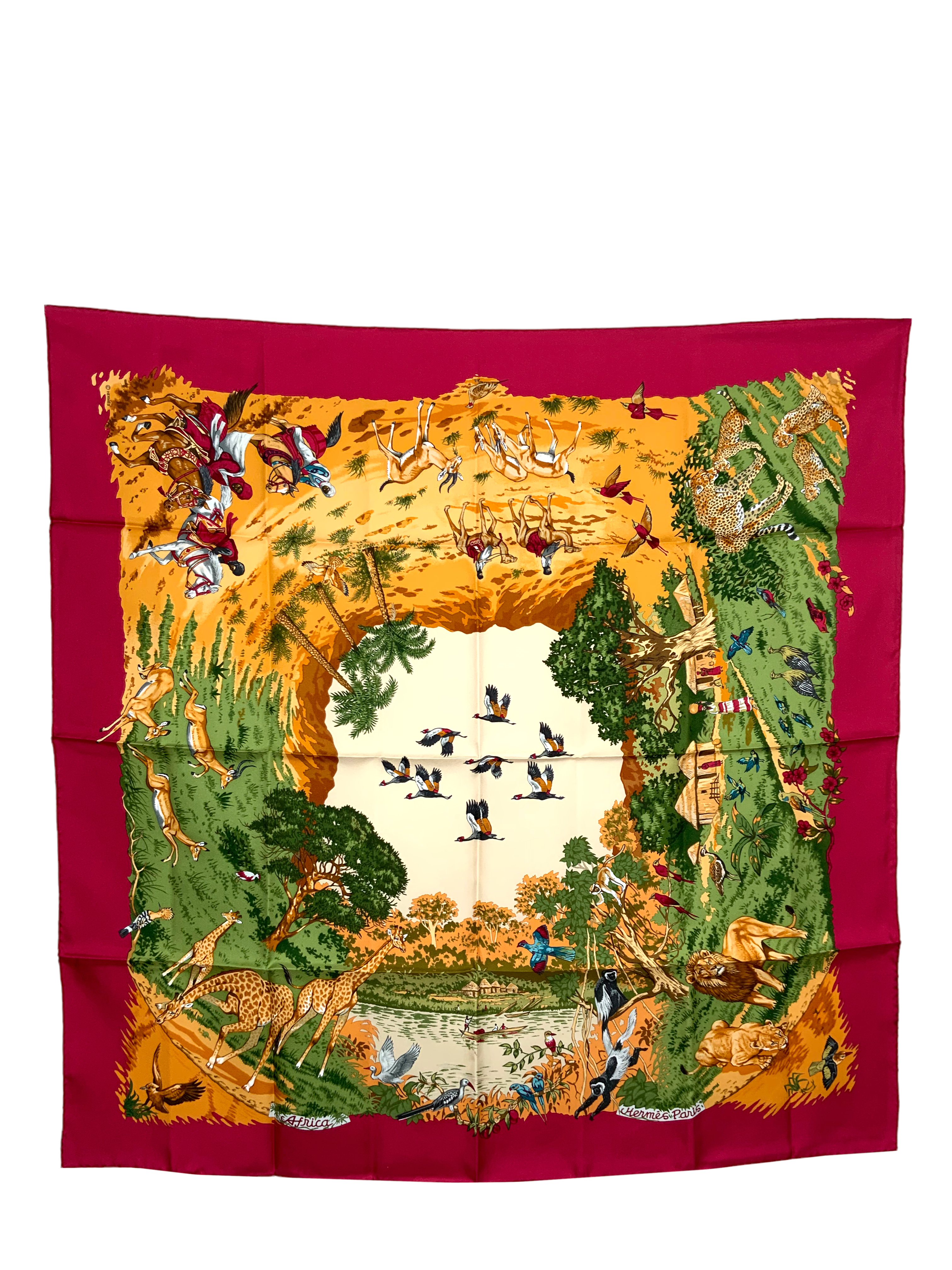 HERMES Africa Silk Scarf 90