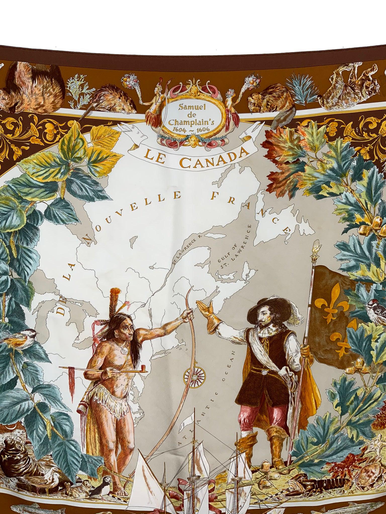 Hermes Samuel De Champlain Le Canada Silk Scarf 90