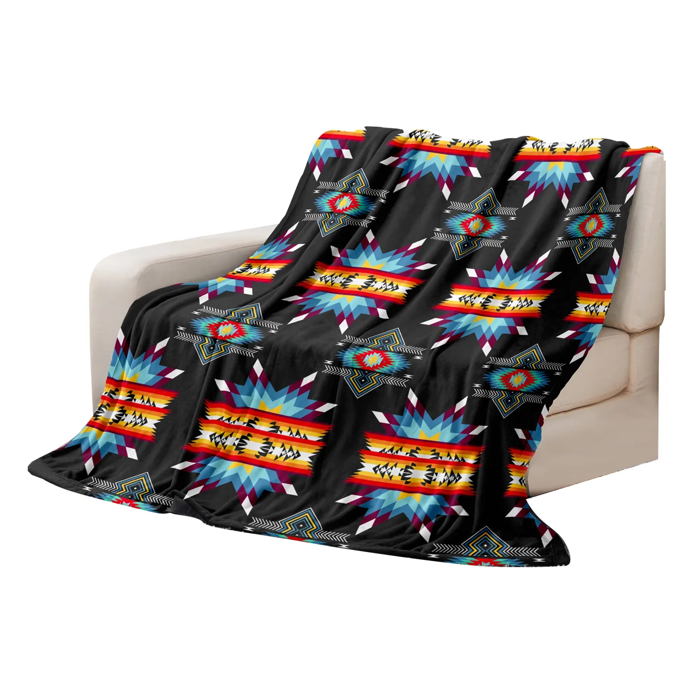 Indigenous Art Sherpa Throw Blanket