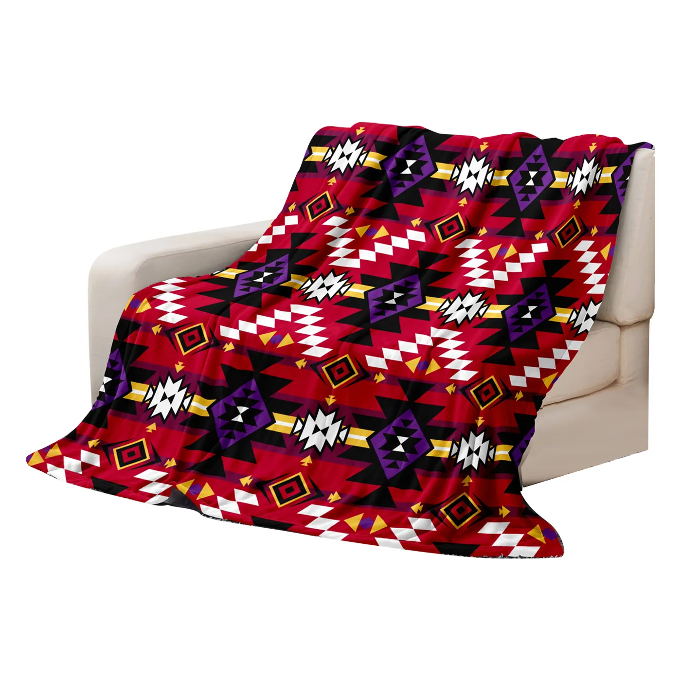 Indigenous Art Sherpa Throw Blanket