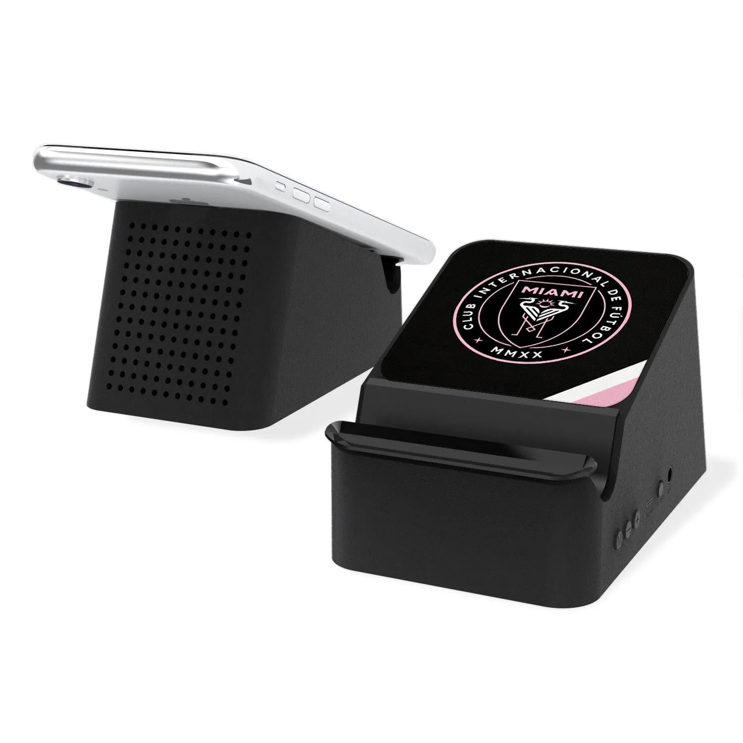 Inter Miami CF Diagonal Stripe Wireless Charging Station and Bluetooth Speaker