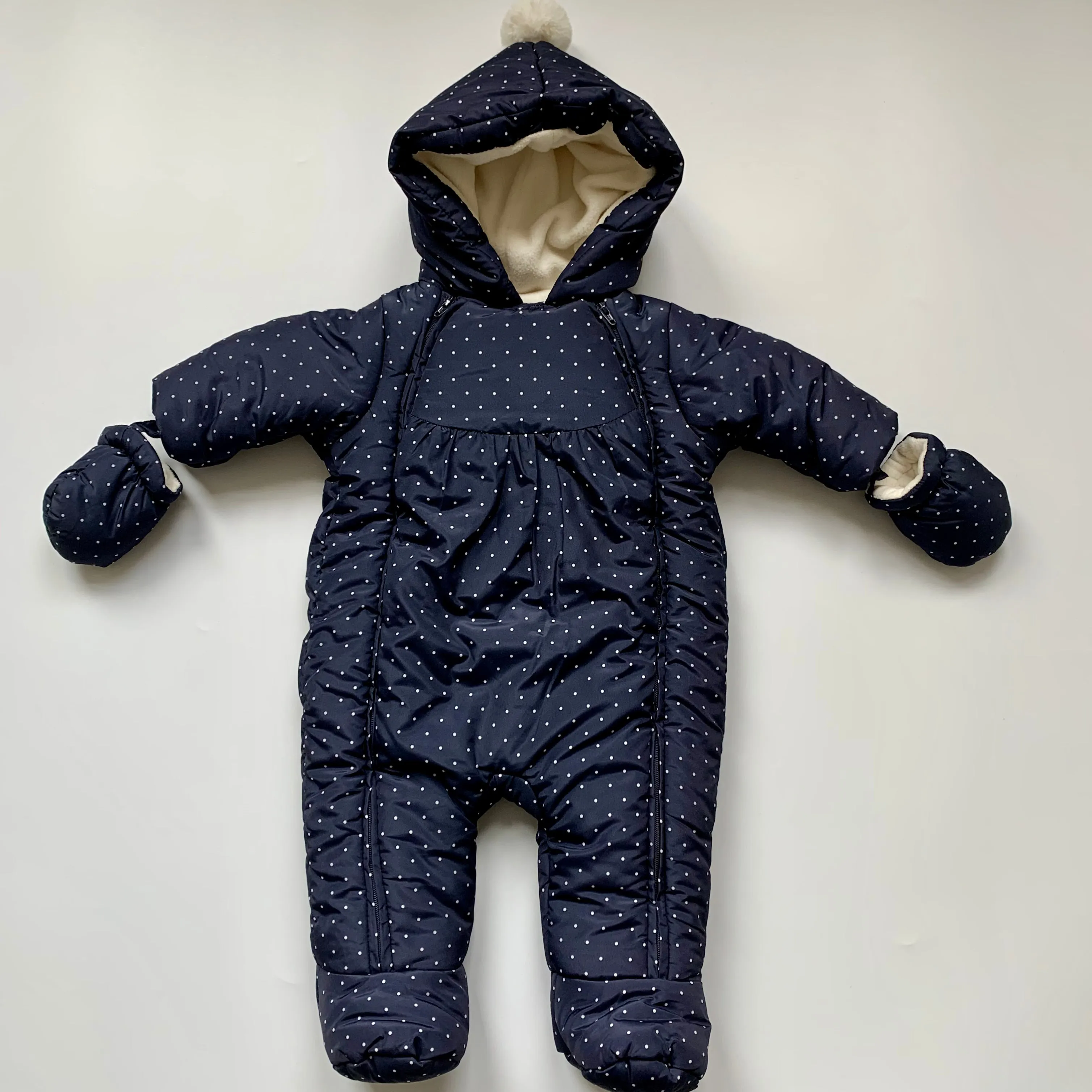 Jacadi Navy Polka Dot Snowsuit: 1 Month