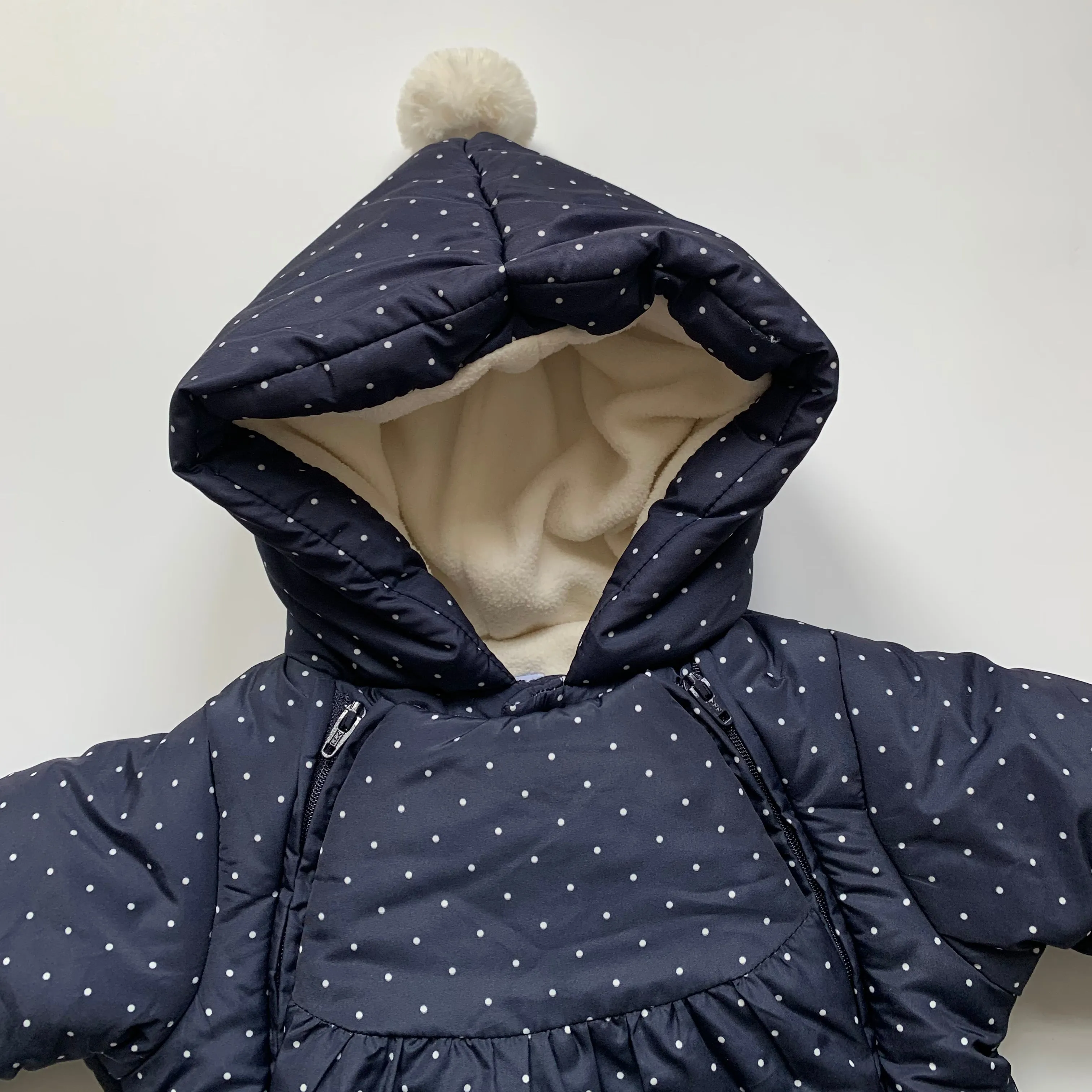 Jacadi Navy Polka Dot Snowsuit: 1 Month