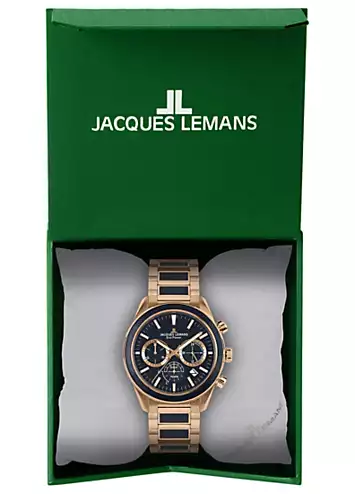 Jacques Lemans Eco Power Solar Chronograph Rose Gold Plated & Vegan Apple Skin Men’s Bracelet Watch | Kaleidoscope