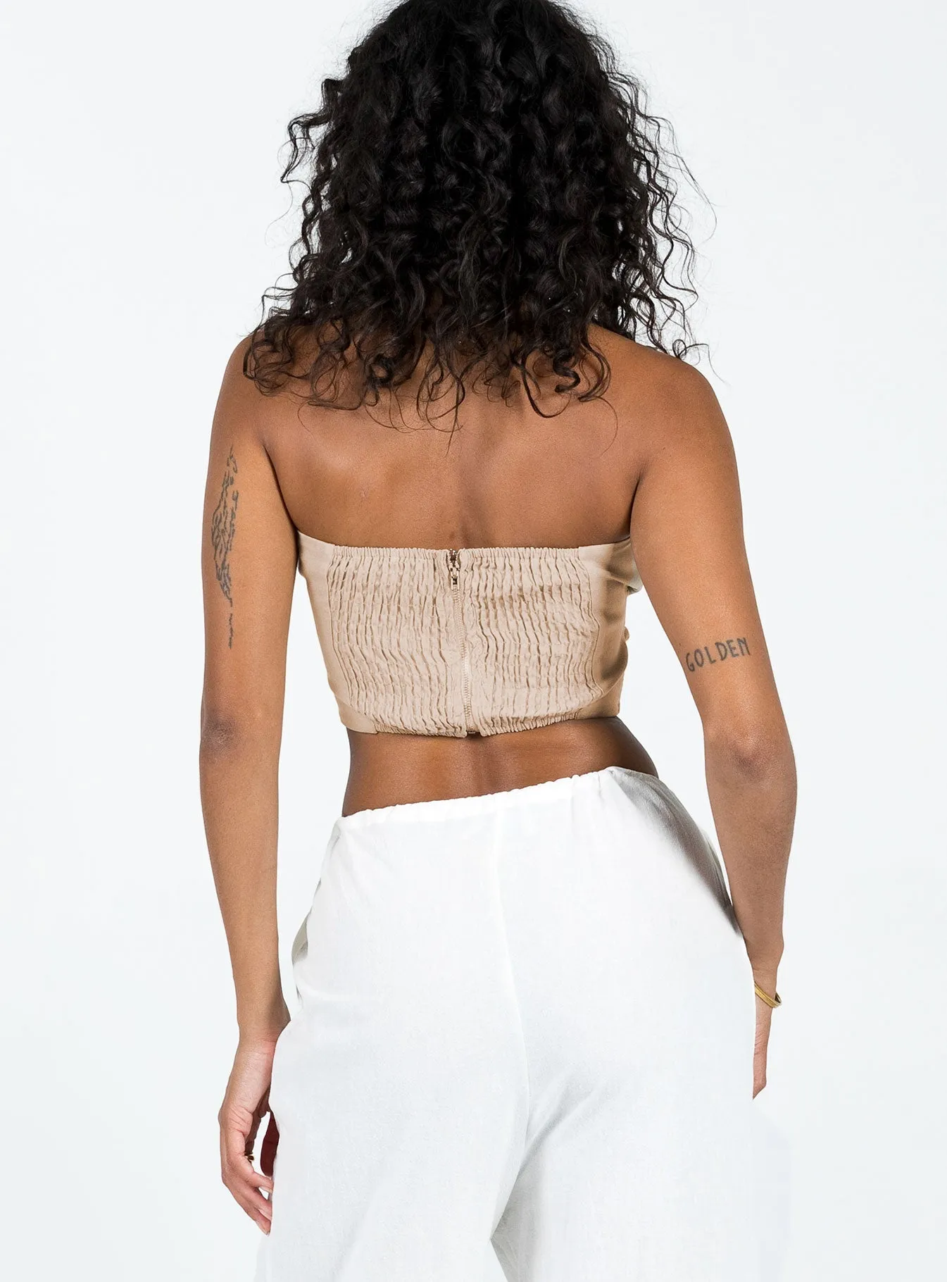 Kemper Strapless Top Beige