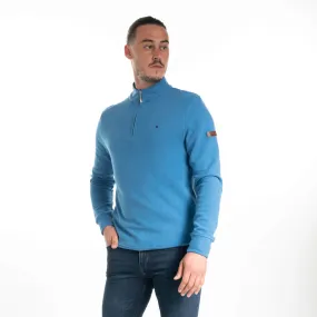 Kentucky Half Zip Ribbed Top - Blue