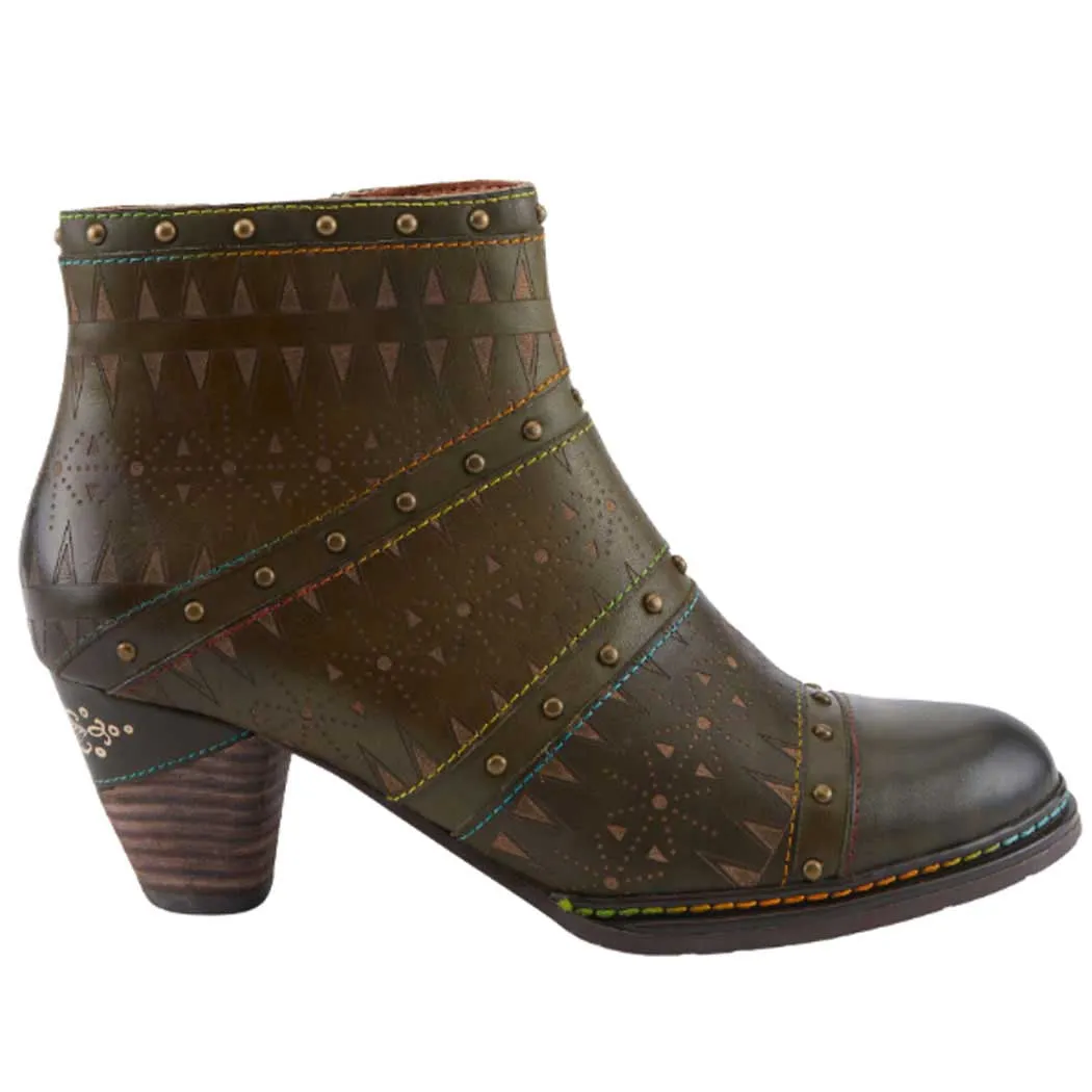 L'Artiste by Spring Step Niobe Heeled Bootie Olive Multi (Women's)