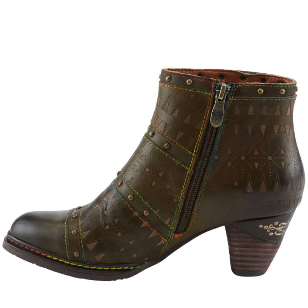 L'Artiste by Spring Step Niobe Heeled Bootie Olive Multi (Women's)