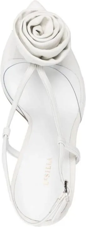 Le Silla Rose 110mm leather sandals White