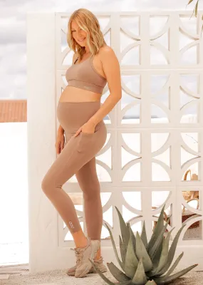 LJ Maternity Phone Pocket Ankle Biter Leggings | Beige | Tights and Leggings | Lorna Jane Australia