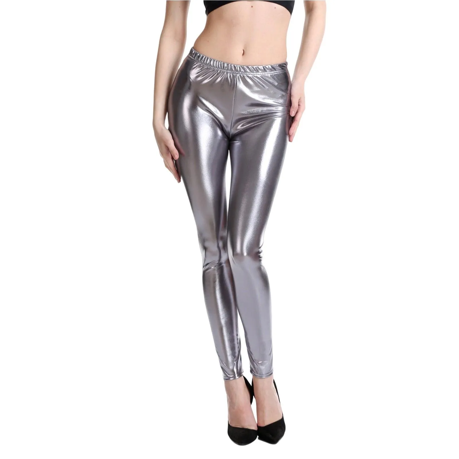 Long and Comfortable Skinny Bodycon Leggings for Women - Faux Leather Material